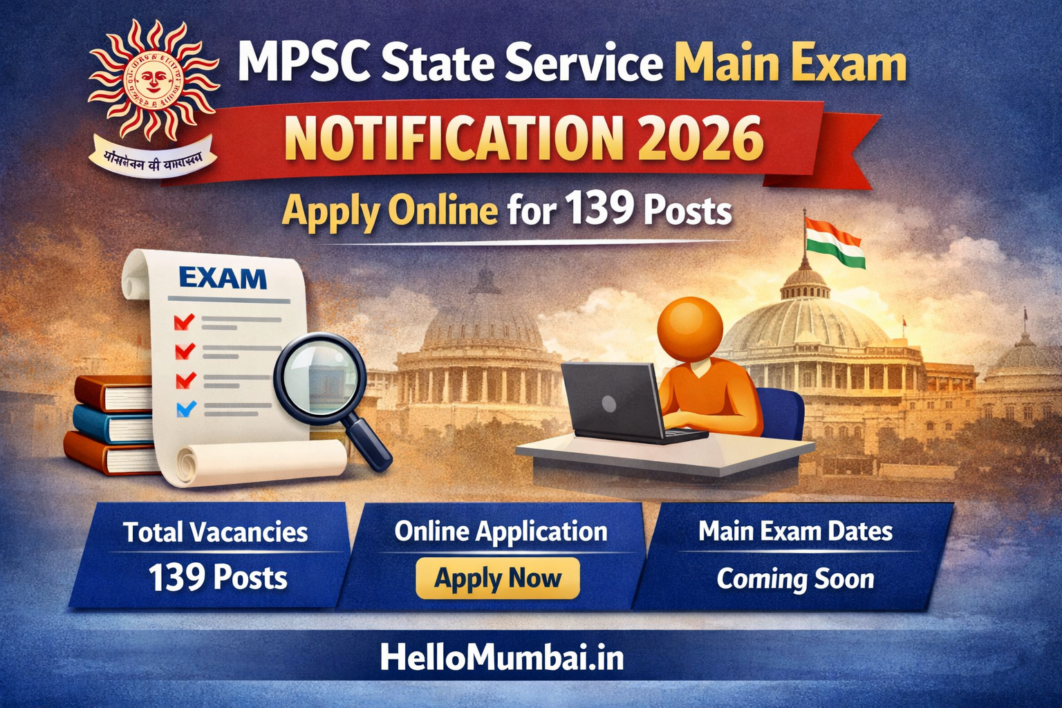 MPSC State Service Main Exam Notification 2026 – Apply Online for 139 Posts