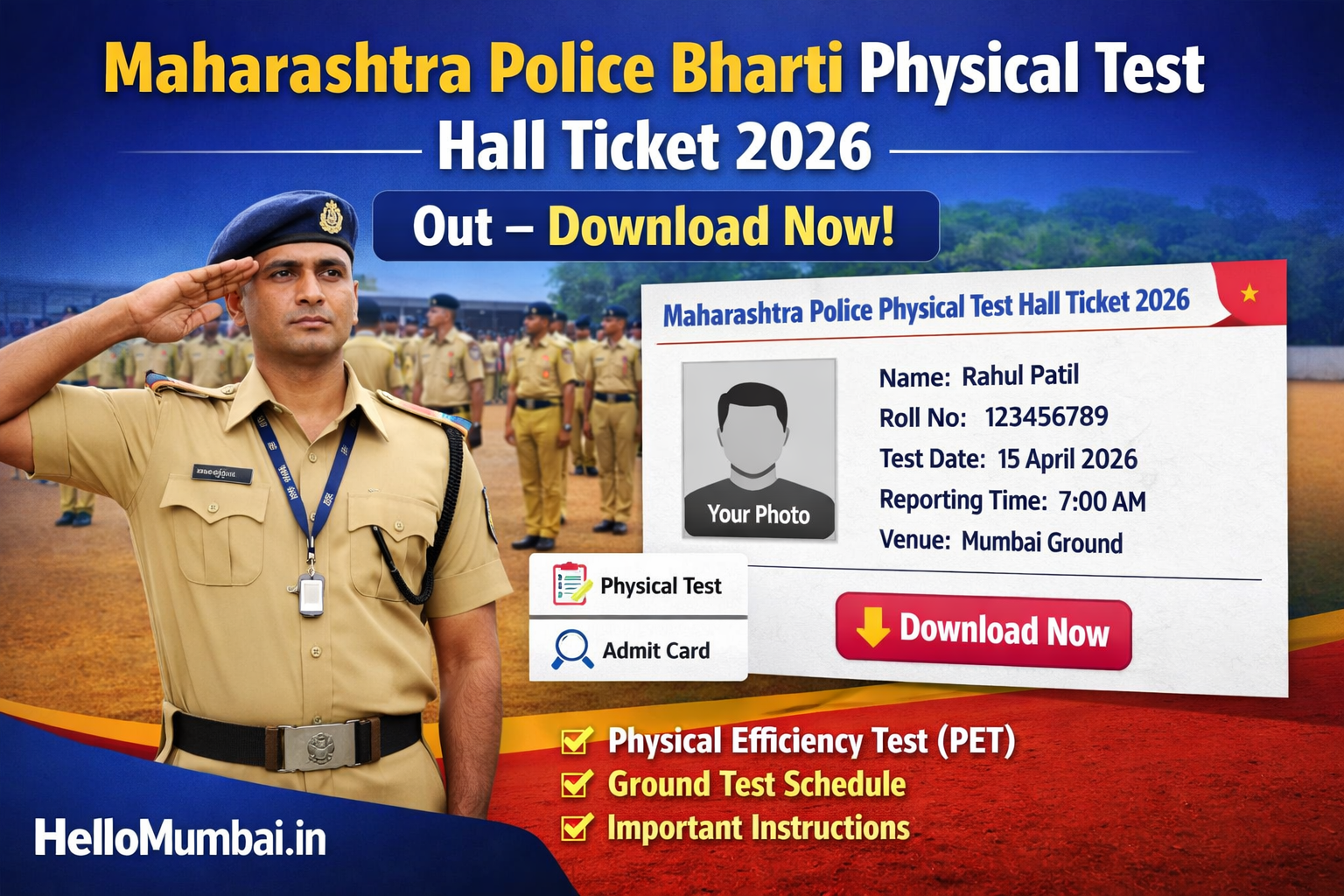 Maharashtra Police Bharti Physical Test Hall Ticket 2026 Out – Download Now