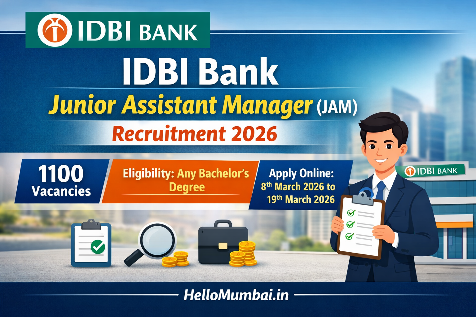 IDBI Bank Junior Assistant Manager (JAM) Recruitment 2026