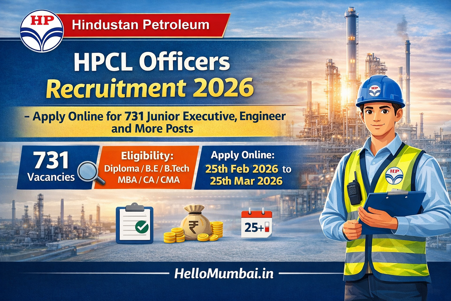 HPCL Officers Recruitment 2026 – Apply Online for 731 Junior Executive, Engineer and Other Posts